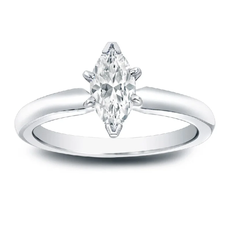 Ladies engagement rings-Auriya 2/5ct TDW Solitaire Marquise Diamond Engagement Ring Platinum (I-J, I1-I2)