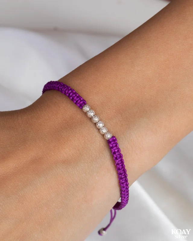 Ladies engraved wedding bracelets-Balls Purple Bracelet (02)