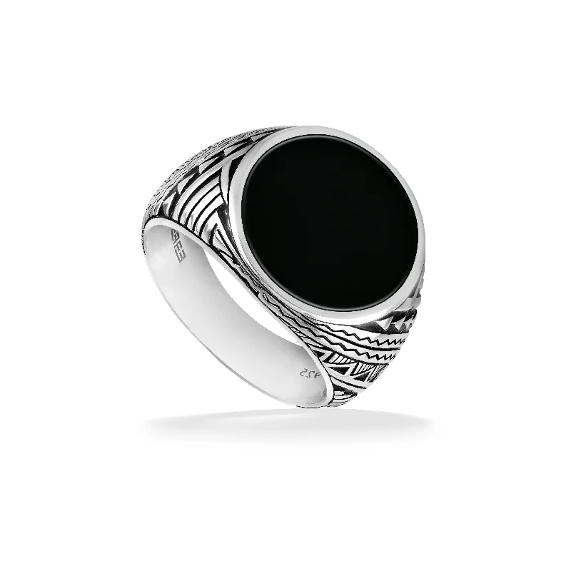 Ladies moonstone rings-Effy Tribal Onyx Ring, Size 10