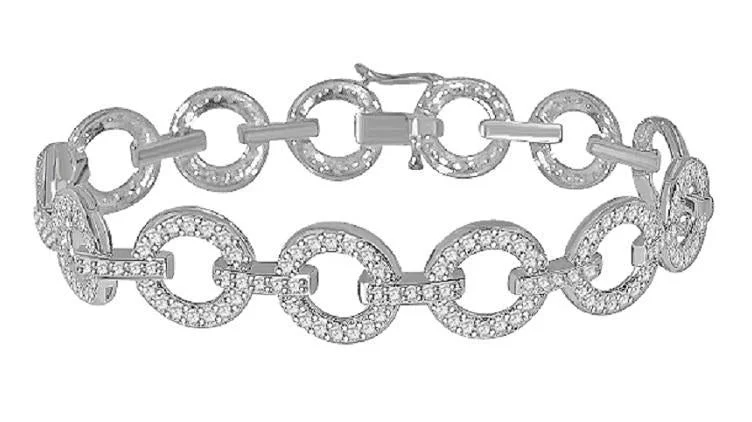 Ladies geometric bracelets-The Charlotte Designer Tennis Bracelet Round Diamonds Pave Set