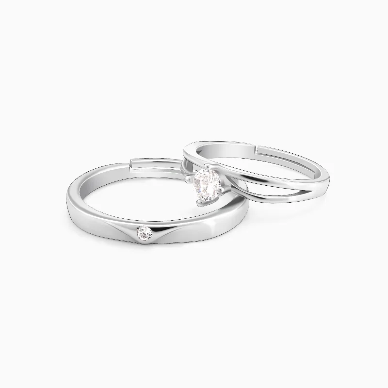 Ladies rose gold rings-Silver Classic Couple Band