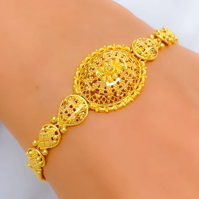 Ladies charm bangles-Stunning Vibrant 22k Gold Bracelet