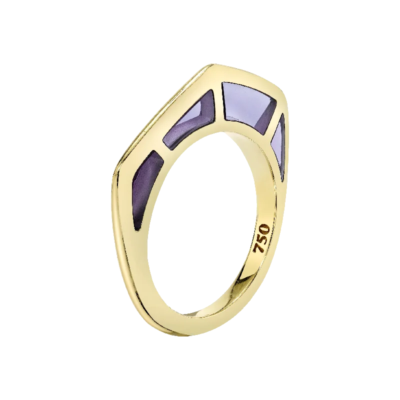 Ladies diamond anniversary rings-Cobra Ring with Amethyst Inlay