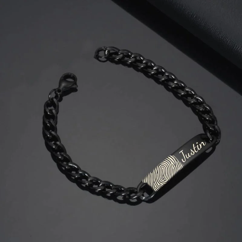 Ladies solid gold bracelets-High Polished Stainless Steel Fingerprint Mens Bracelet